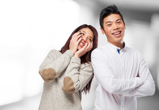 chinese couple joking